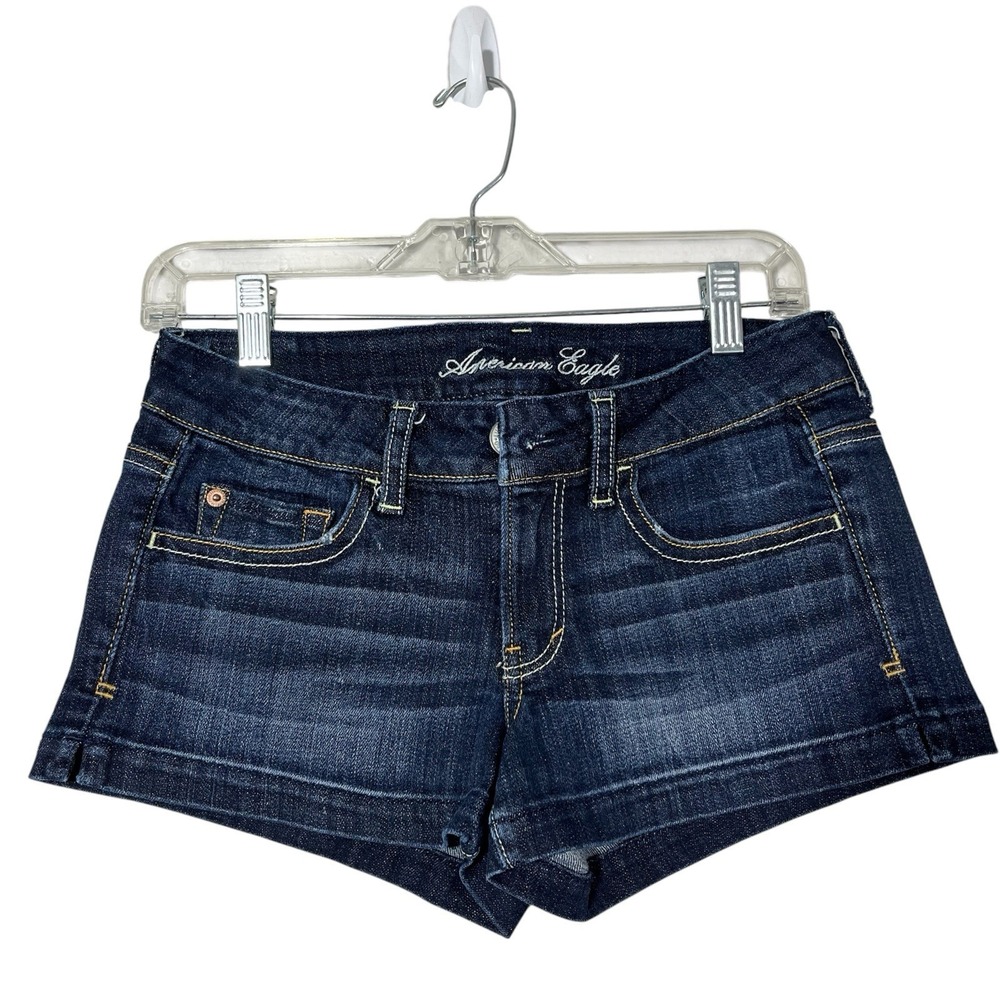 American Eagle Low Rise Micro Mini Jean Shorts Womens 4‎ Denim Beach